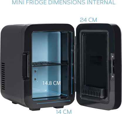 Body Escape Mini Réfrigérateur Pour Soins De La Peau Et Maquillage - Mini Réfrigérateurs Beauté À Porte En Verre - Réfrigérateur Portable, Compact, Et Silencieux Pour Le Maquillage - 6L - Noir