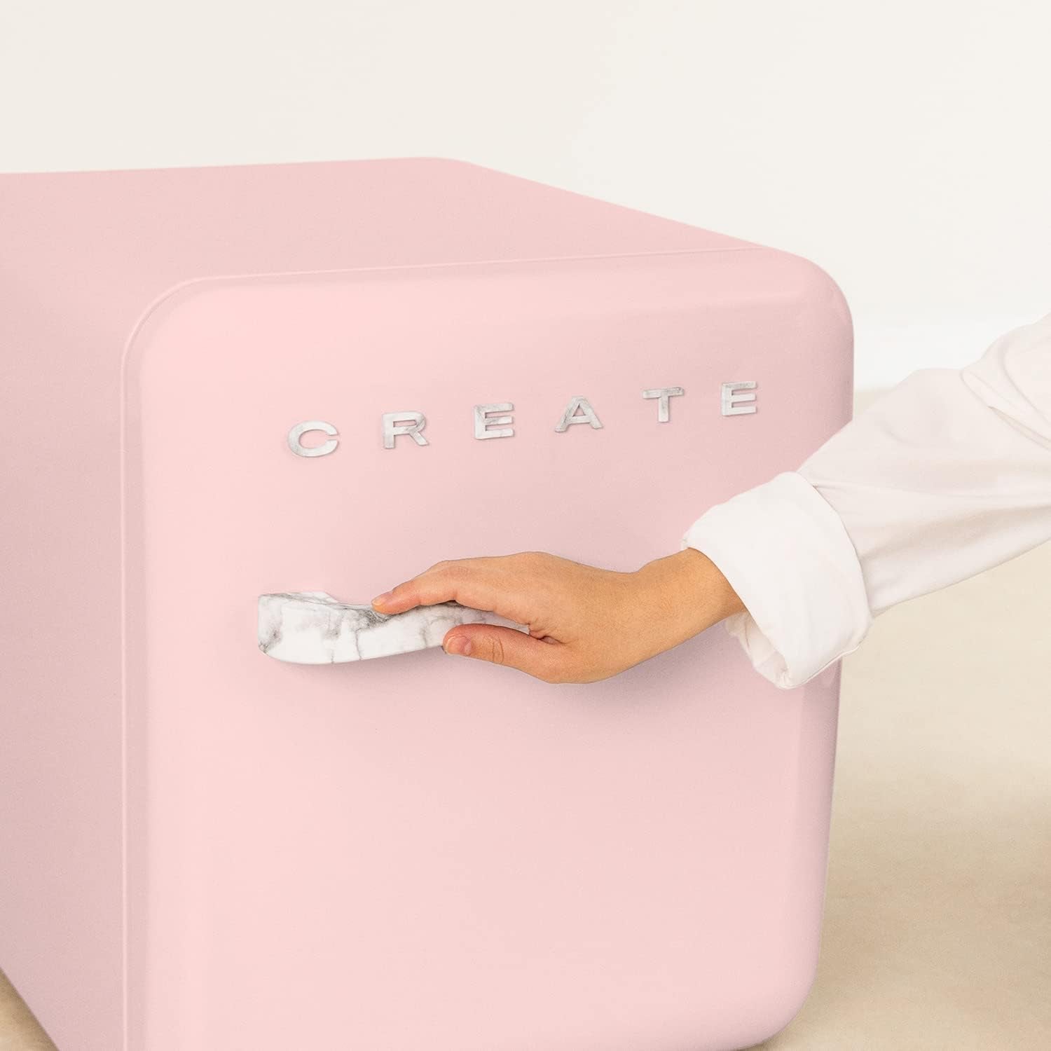 / RETRO FRIDGE 50 Marble/Réfrigérateur Rose Avec Poignée Marbre/Pratique Et Fonctionnel, Matériaux Résistants