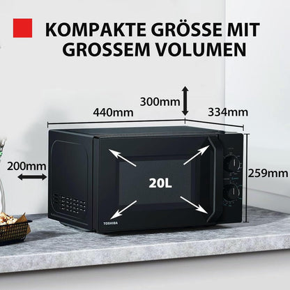 Four À Micro-Ondes 20 L MW2-MG20PF(BK)/GE, 800W/1000W Grill, Avec Grill Croustillant Et Fonction De Cuisson Combinée, 9 Niveaux De Puissance, Ampoule LED, Dégivrage Facile, Noir