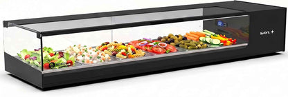 Vitrine À Tapas Logic WORLDMAI X SAYL, 132 X 38 Cm, 6 Bacs GN 1/3 Pour CHR. Vitrine Réfrigérée Professionnelle De Comptoir Avec Éclairage LED, Pour Bar Et Restaurant.