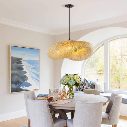 Créativité Suspension Luminaire,Chapeau Tissé À La Main Luminaire Plafonnier Bambou Rétro Plafonnier Chambre 100Cm Lustre Salon Pour Cuisine Salle À Manger Salon Restaurant,Paille Légère