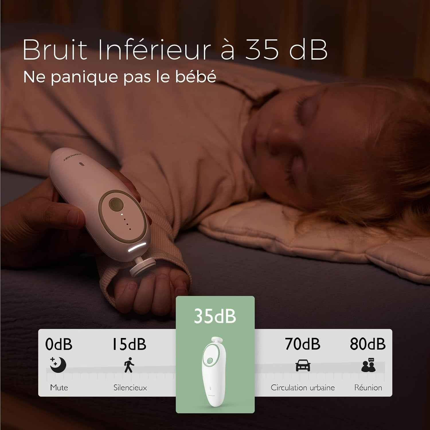 Lime Ongles Électrique Bébé, Sécurité, Faible Bruit, Lumière, Vert | Rechargeable, 7 Remplacements, Nouveau-Né, Enfants, Soins, Voyage, Cadeau