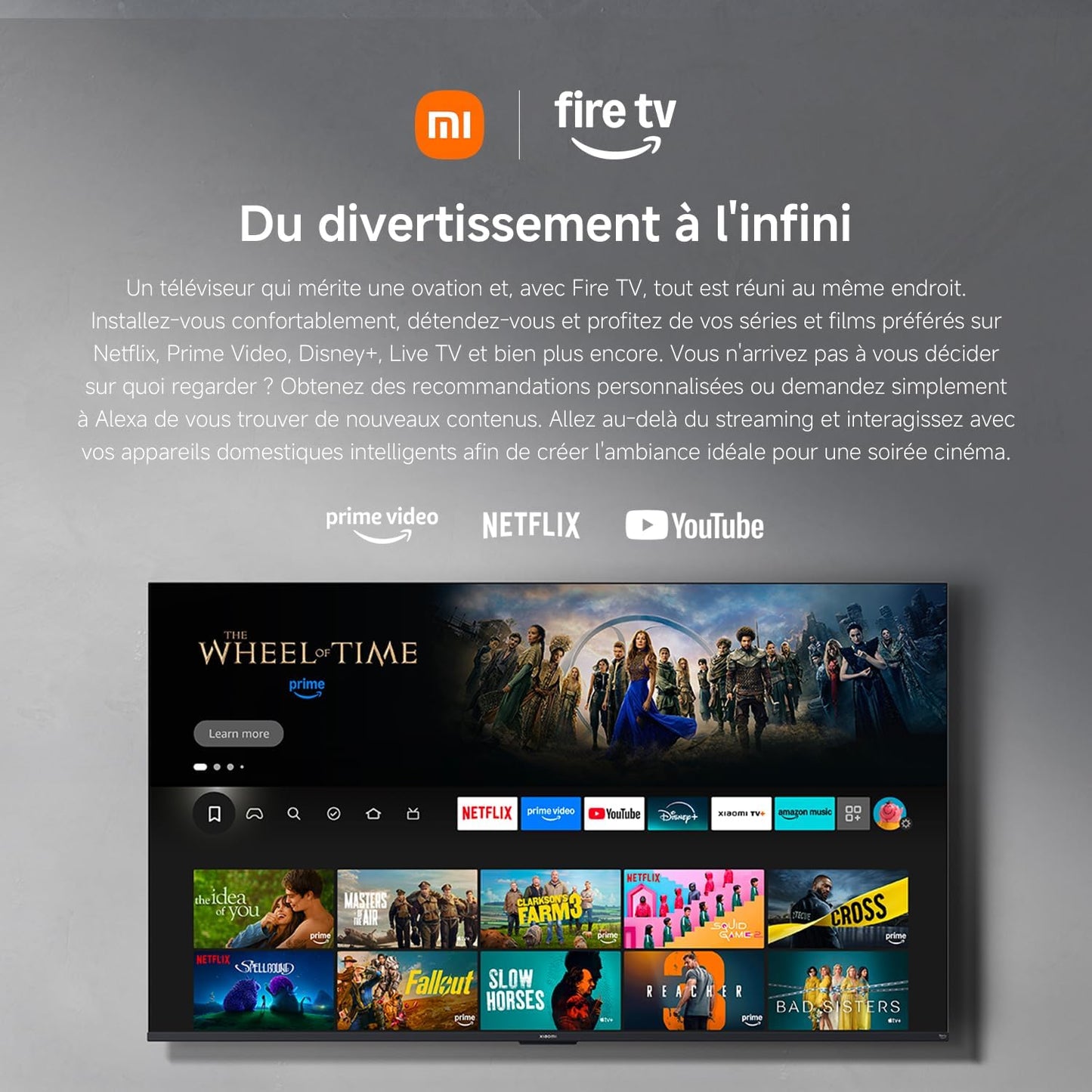 XIAOMI TV F 55, 140 Cm (55 Pouces), 4K UHD, Smart TV, Fire OS8, Contrôle Vocal Alexa, HDR10, MEMC, 60Hz Avec 120Hz Game Boost Mode, 2Go+32Go, Compatible Avec Apple Airplay