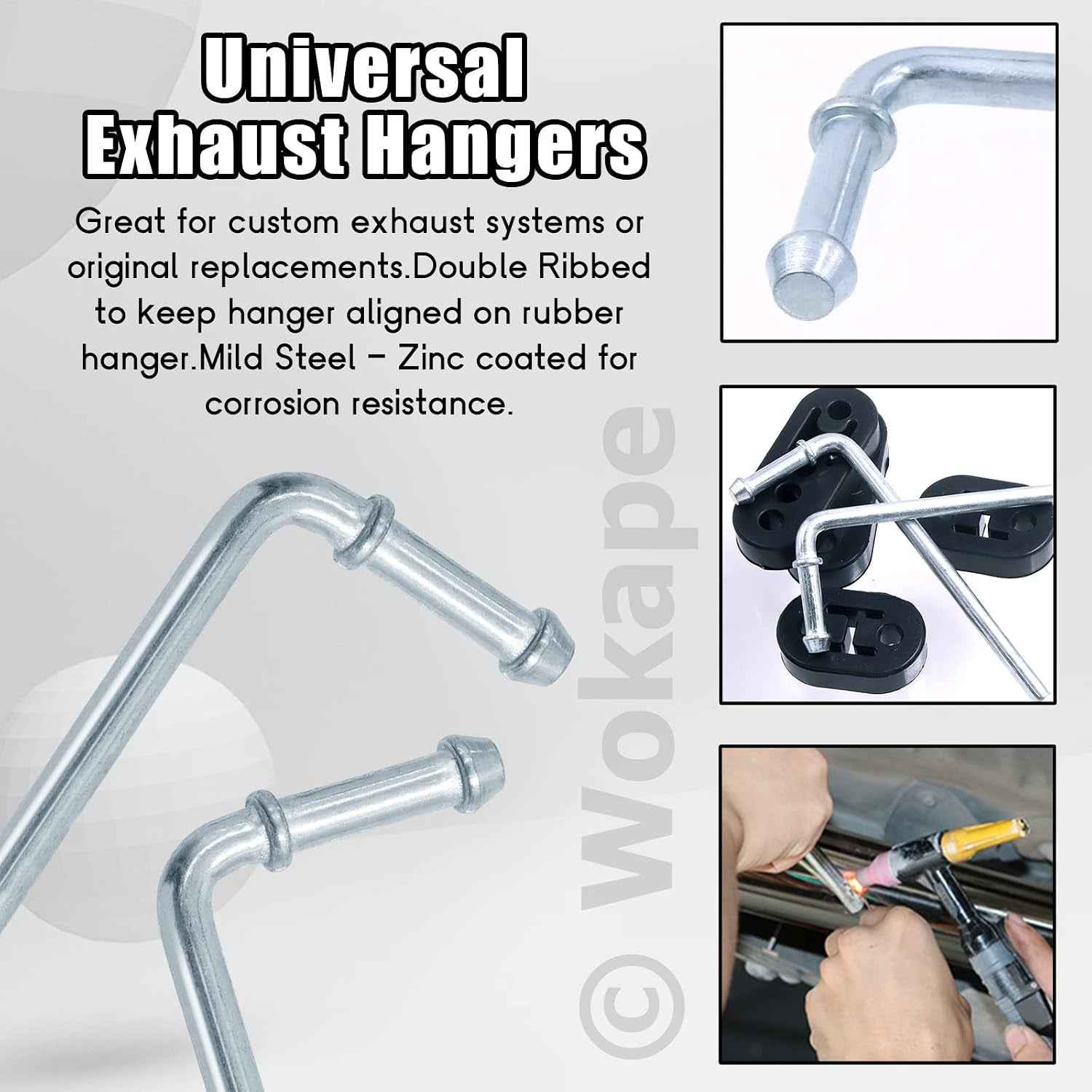 Lot De 6 Supports Isolants En Caoutchouc Pour Pot D'Échappement De Voiture Avec Tiges De Suspension D'Échappement Universelles À Souder À 90° (2 Trous, 4 Trous, Diamètre Du Trou 1,19 Cm)