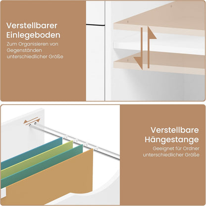 Caisson De Bureau Sur Roulettes, 80X39,5X69,5 Cm,Blanc | Avec 3 Tiroirs Et 2 Compartiments Ouverts, Armoire À Dossiers, Meuble De Rangement, Pour Bureau, Chambre