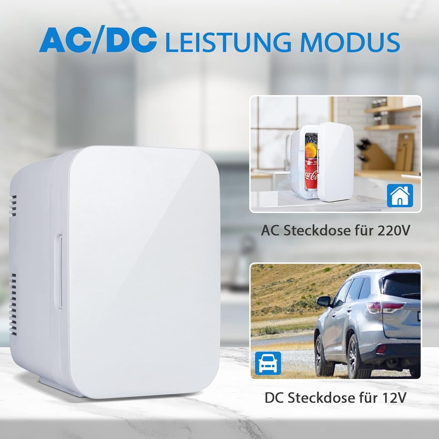 YOURLITE Mini Frigo De Chambre 2 En 1 4 Litres, Refroidissement Et Chauffage, Mini Réfrigérateur Portable AC/DC Convient Pour Conserver Les Aliments, Adapté Pour Chambre À Coucher, Bureau