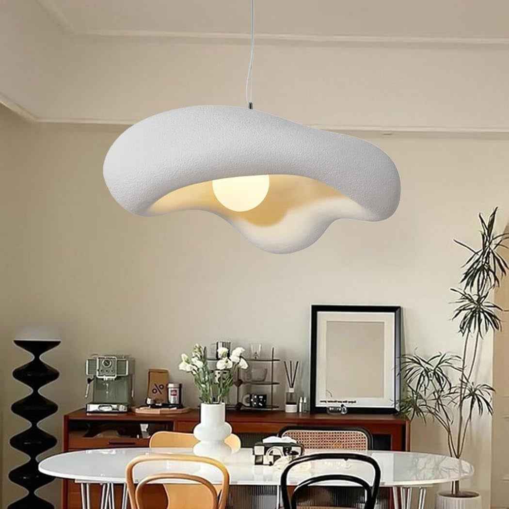 Lampe Suspendue Wabi-Sabi Suspension Fleurs Créatives Lampe À Suspension Moderne Lampe De Table À Manger Style Nordique Lustre Pour Chambre Salon Salle À Manger Cuisine Chambre D'Enfants Blanc,60Cm
