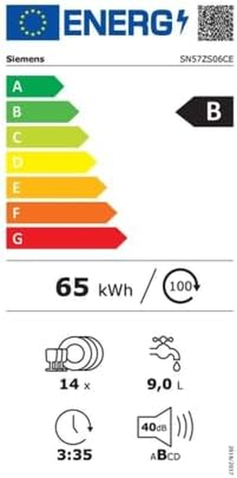 Lave Vaisselle Integrable 60 Cm SN57ZS06CE, IQ700, 14 Couverts, 8 Prog, 40 Db