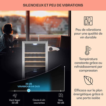 Cave À Vin 19 Bouteilles, Cave De Service Avec Étagères En Bois Amovibles, Porte En Verre, Commande Tactile, Écran LCD, Éclairage Intérieur, Temp De 5 À 18°C, a Vin Veillissement, Noir