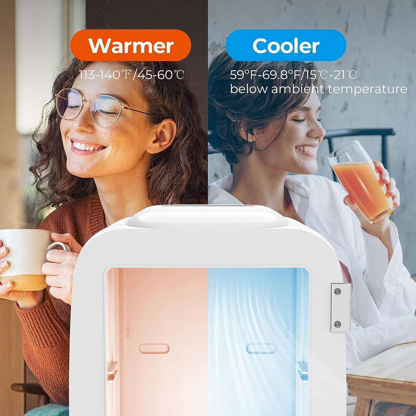 OSTBA APPLIANCE Mini Frigo Portable, 4 Litres /6 Boîtes Boissons & Soin De La Peau Mini Petit Frigo Pour Chambre, Voiture, Bureau, Deux Vitesses - Refroidisseur Et Réchauffeur (Blanc)