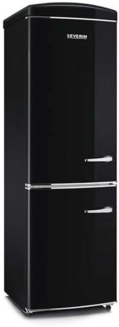 Réfrigérateur Congélateur Combiné Total Nofrost, Pose Libre, Largeur 60 Cm, 315 L, Classe E, Veggibox Inclus, Rétro, Noir, RKG 888