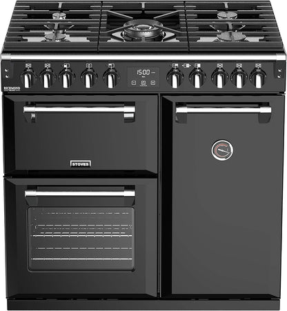Stoves Richmond S900 Df Deluxe Range Cooker Comptoir Gaz À Noir - Cuisinière (Range Cooker, Noir, Rotatif, Chrome, Dessus Avant, Comptoir À Gaz)