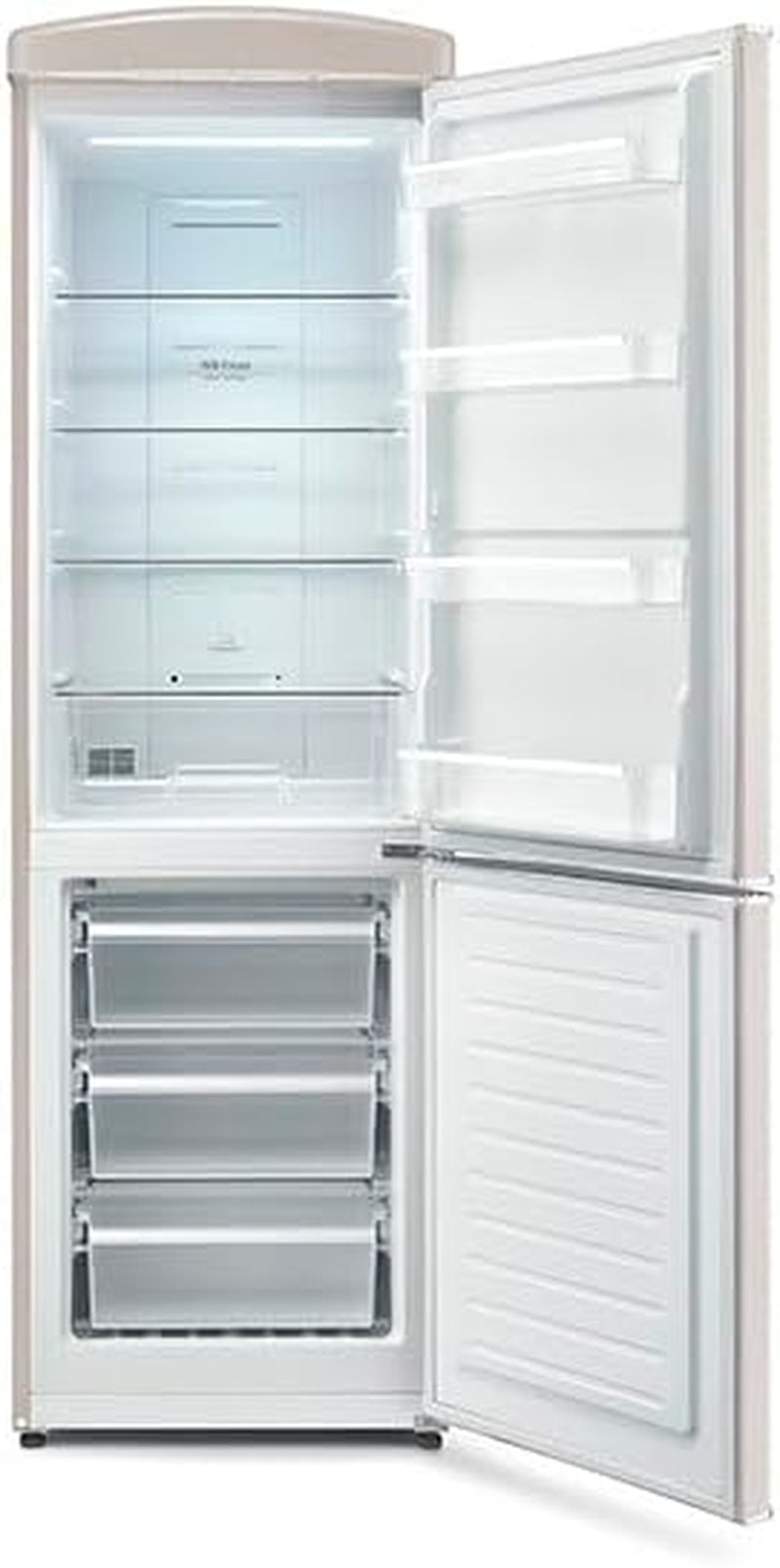 Réfrigérateur Congélateur Combiné Total Nofrost, Pose Libre, Largeur 60 Cm, 315 L, Classe E, Veggibox Inclus, Rétro, Crème, RKG 8999