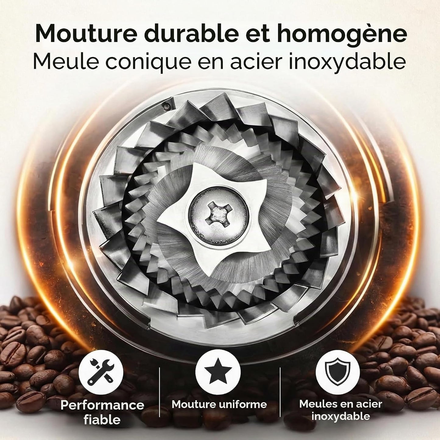 Moulin À Café Électrique Avec Broyeur Conique, 25 Degrés De Broyage, Pour Expresso, Filtre Et Moka, Moulin À Café Silencieux Avec 2 À 12 Tasses, Broyeur En Acier Inoxydable, Affichage LED