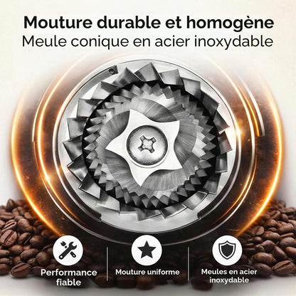 Moulin À Café Électrique Avec Broyeur Conique, 25 Degrés De Broyage, Pour Expresso, Filtre Et Moka, Moulin À Café Silencieux Avec 2 À 12 Tasses, Broyeur En Acier Inoxydable, Affichage LED