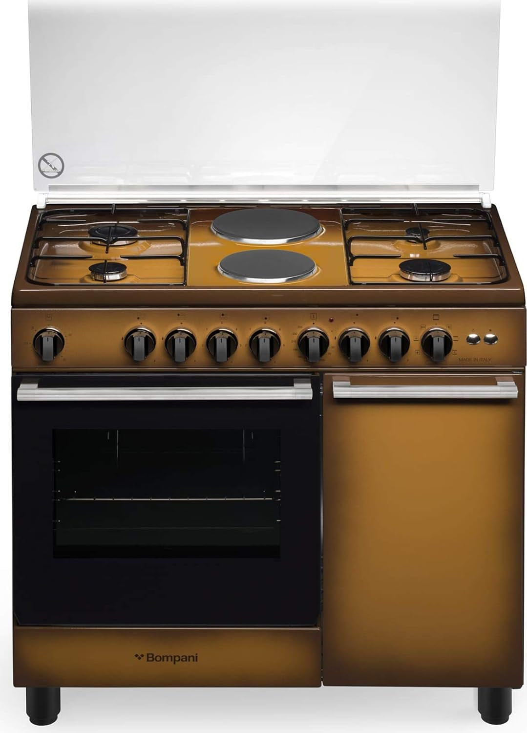 Cuisinière À Gaz Avec Four Électrique Ventilé, N° 4 Feux + 2 Plaques Électriques, 90 X 60 Cm