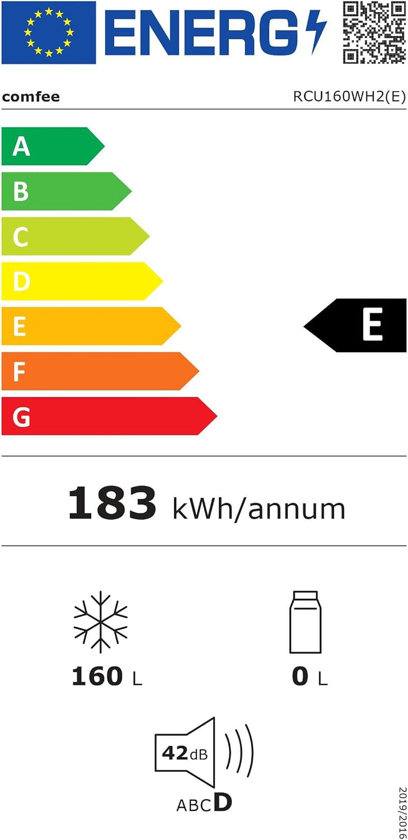 ' 160L Congélateur Armoire, Réglage De La Température, Blanc | Porte Réversible, 42 Db Silencieux, 183 Kwh/An, Thermostat Réglable, Pieds Ajustables, Puissance De Congélation Élevée
