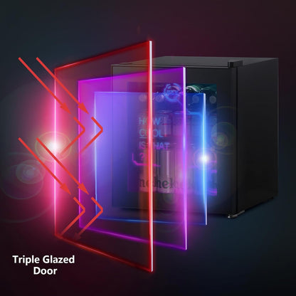 Mini Frigo, Réfrigérateur Pour Boissons Avec Éclairage Moderne Cyberpunk, 48L Petit Frigo Silencieux De 0-15°C, Mini Bar Intérieur, Pour Salle De Jeux, Fête, Noir.
