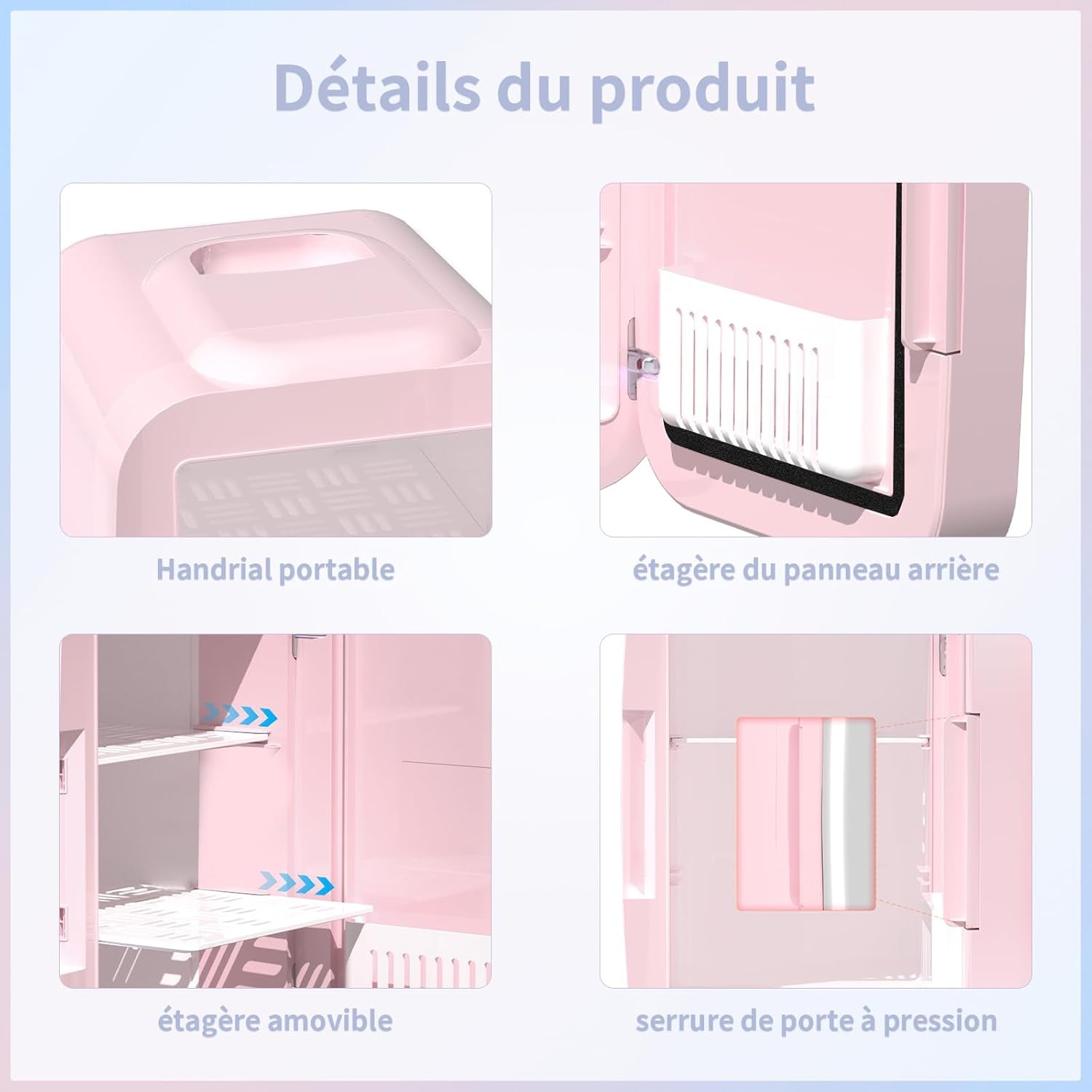 Mini Frigo Pour Chambre, Frigo Skincare Avec Miroir LED, Petit Frigo De 4L Portable, Thermoelectrique Chauffe & Refroidisseur 220V AC / 12V DC Pour Voiture, Bureau, Dortoir (Rose)