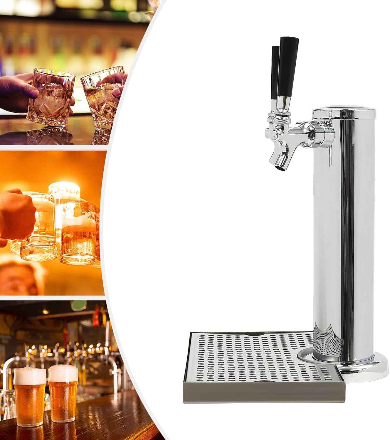 Tour À Bière En Acier Inoxydable Avec 2 Robinets, Colonne Distributrice, Distributeur Homebrew, Système De Tireuse À Bière Portable