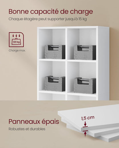 Custos Collection - Bibliothèque En Bois, Étagère De Rangement, Meuble De Rangement Cube, 65,8 X 30 X 130 Cm, 1 Pièce, Pour Salon Bureau, Blanc Custos LBC024WTV2
