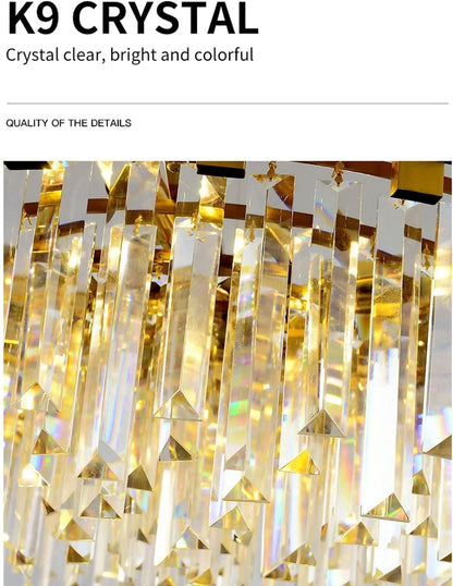 Lustre En Cristal Moderne,2 En 1 Chandelier En Cristal Moderne Pendentif En Or,9Xe14 Lampe À Pendentif En Cristal Rond Pour Salle À Manger, Cuisine, Salon, Chambre, Couloir(55 * 55 Cm,Or)