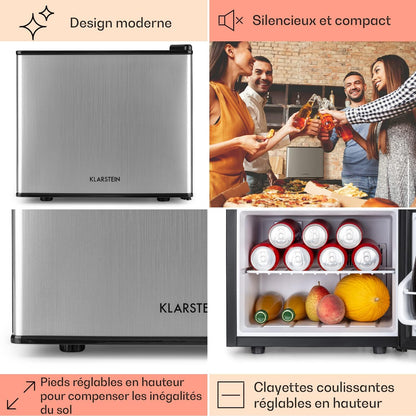 Mini Frigo De Chambre Pour Boissons, Silencieux, Mini Bar Intérieur, Bières, Vins, Petit Refrigerateur Camping, 3 Niveaux De Refroidissement, Frigo Cosmetique, 0-15°C, 17L