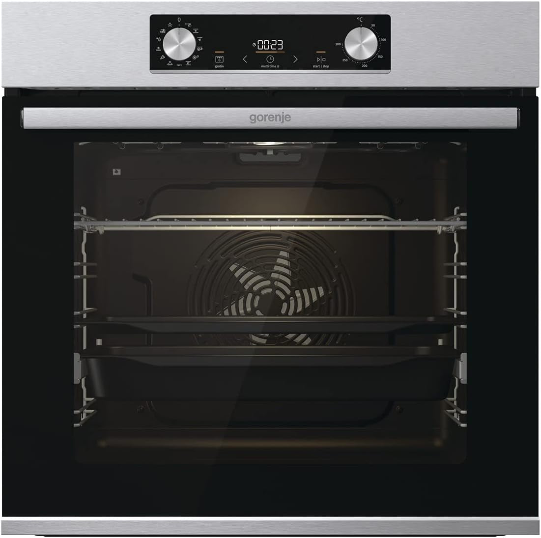 Optibake BPS 6737 E14X Four Encastrable / 77 L/Pyrolyse/Gentleclose & Open/Extrasteam/Air Fry/Mode Pizza 300 °C/Perfectgrill/Tiroirs Télescopiques/Inox