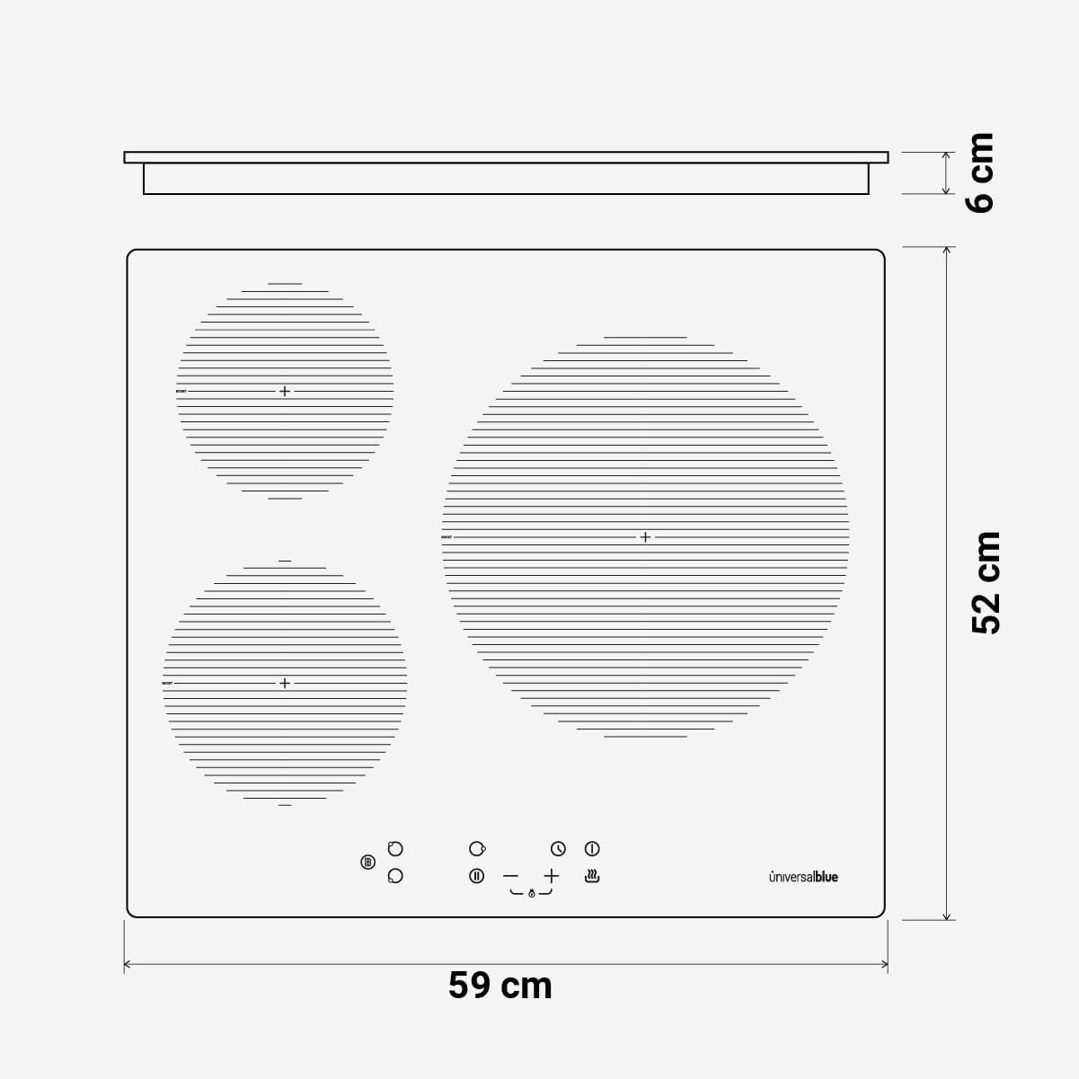 Plaque Induction Blanc 3 Feux | Table De Cuisson Encastrable 3 Foyers | Contrôle Tactile | 7000W, 9 Niveaux De Puissance, Founction Boost