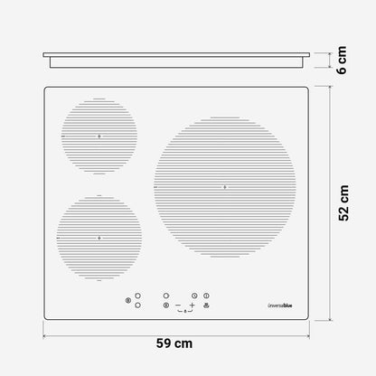 Plaque Induction Blanc 3 Feux | Table De Cuisson Encastrable 3 Foyers | Contrôle Tactile | 7000W, 9 Niveaux De Puissance, Founction Boost