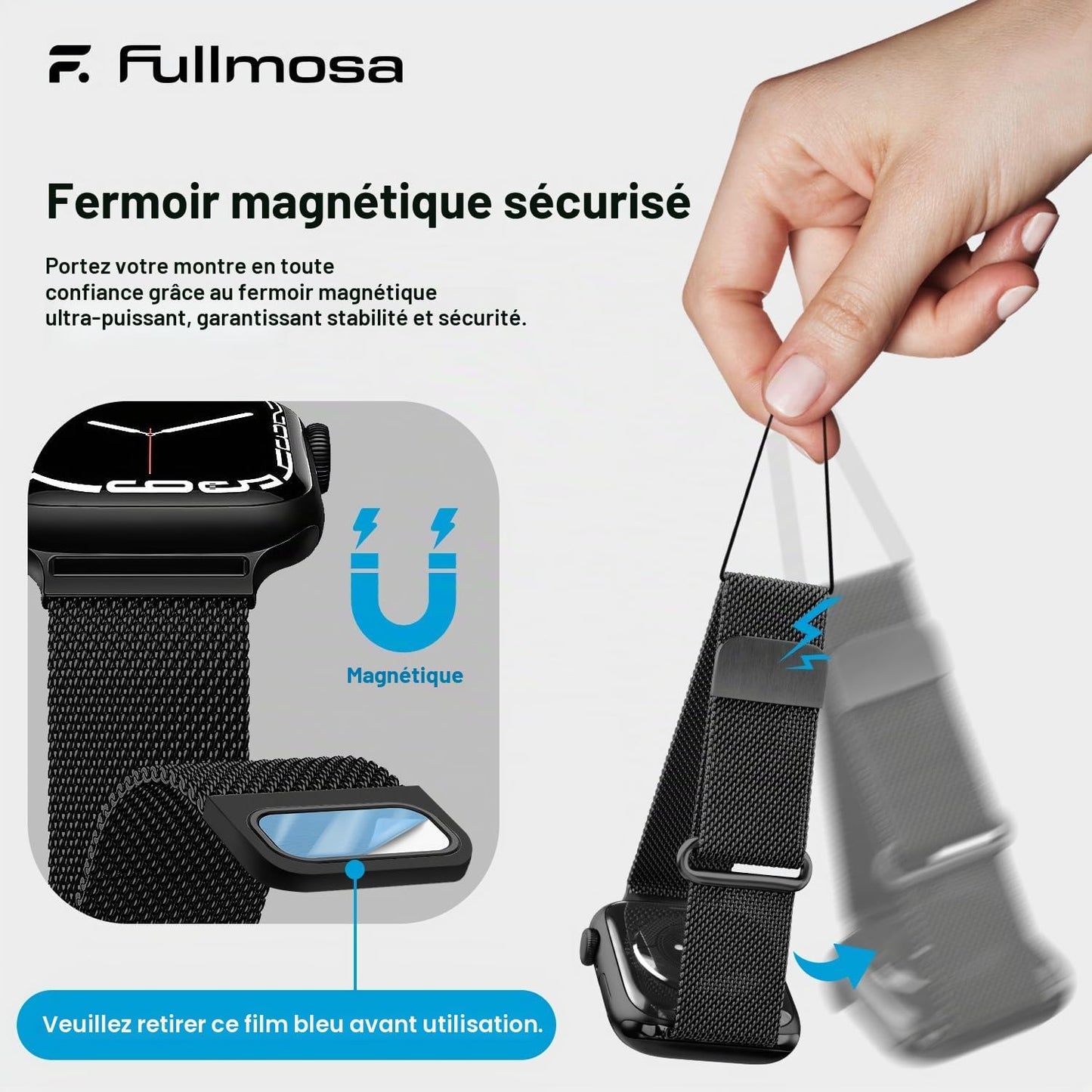Bracelet En Milanais Pour Apple Watch 49/46/44/45/42Mm | Compatible Avec Iwatch Ultra3/2/1 SE3/2/1 Series 11 10 9 8 7 6 5 4 3 2 1, Fermoir Magnétique, Pour Femme Homme, Noir