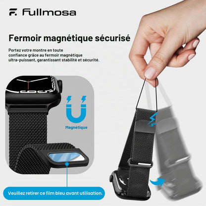 Bracelet En Milanais Pour Apple Watch 49/46/44/45/42Mm | Compatible Avec Iwatch Ultra3/2/1 SE3/2/1 Series 11 10 9 8 7 6 5 4 3 2 1, Fermoir Magnétique, Pour Femme Homme, Noir