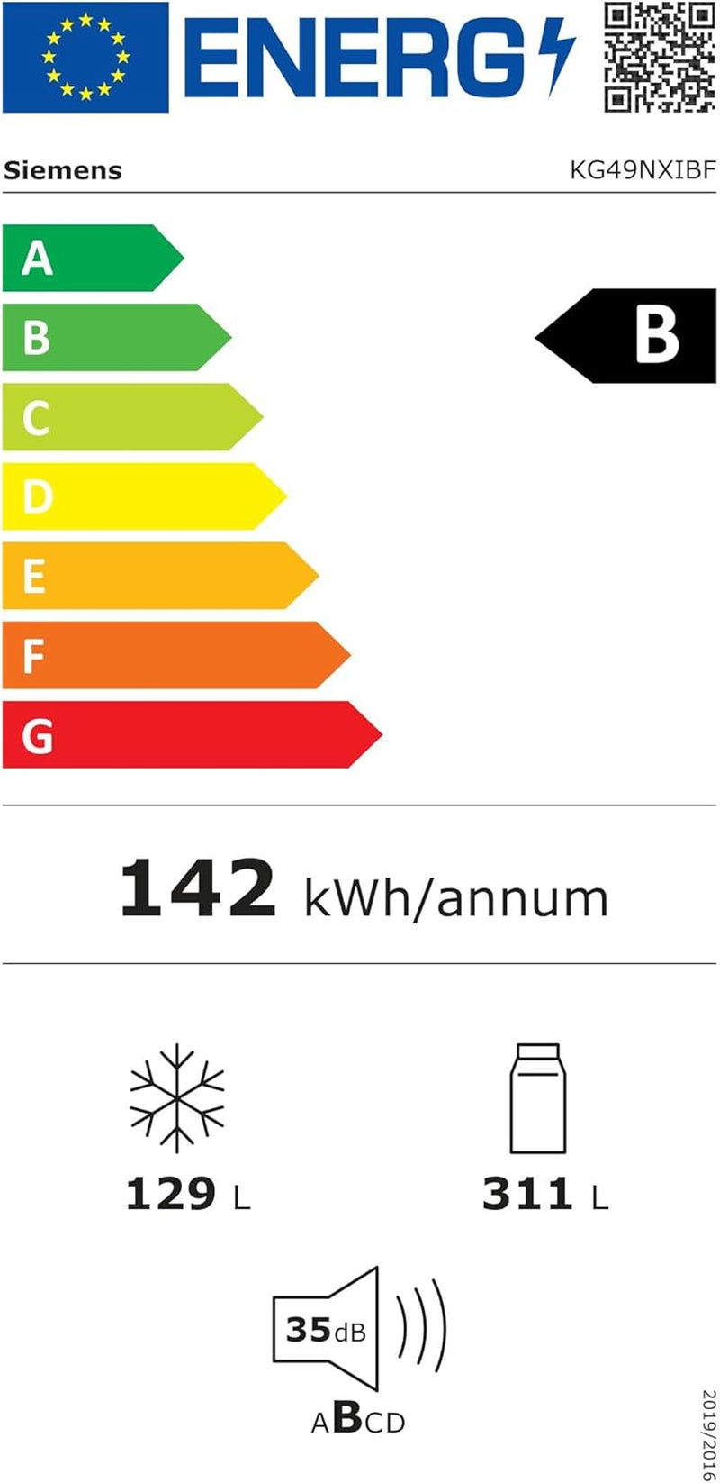 KG49NXIBF Iq300 - Réfrigérateur XXL Autonome Avec Congélateur En Bas - 203 X 70 Cm - Réfrigérateur 311 L - Congélateur 129 L - Nofrost, Hyperfresh, Bottlerack - Acier Inoxydable