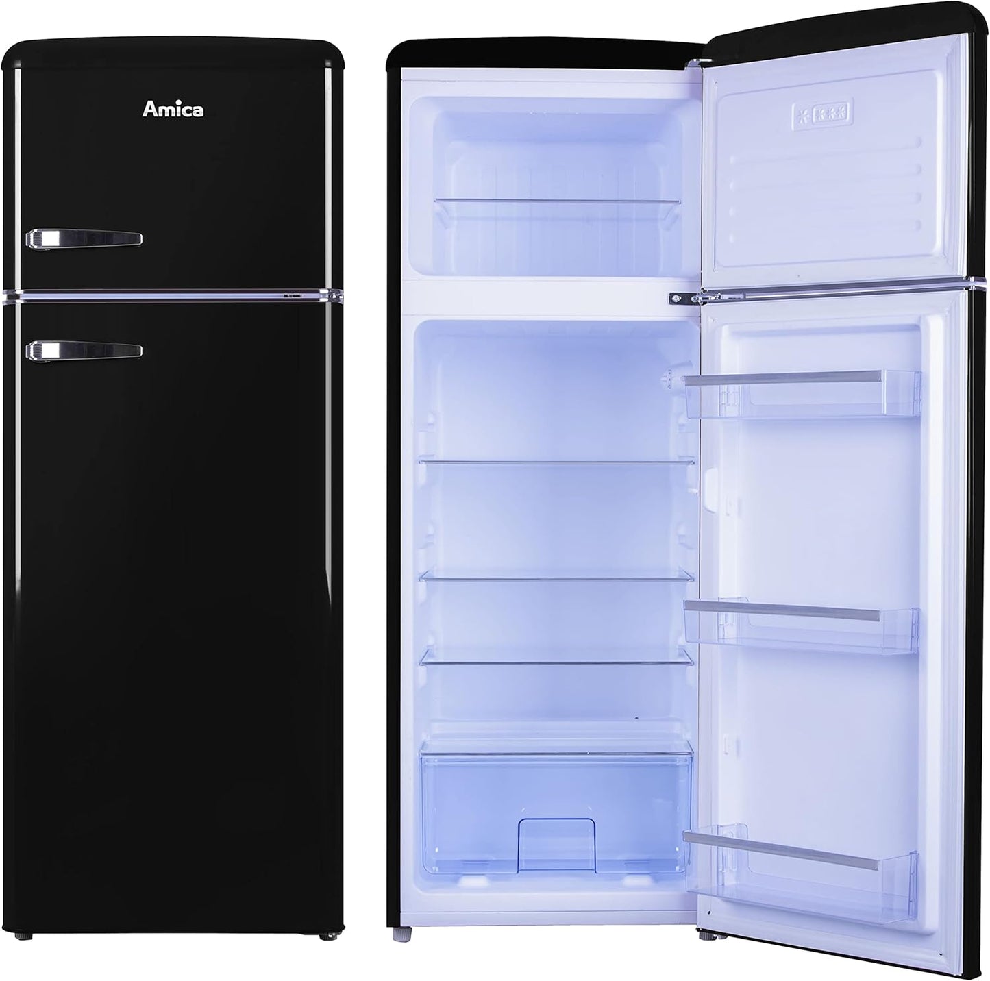 Amica VD 1442 AB Réfrigérateur-Congélateur Autoportante 213 L E Noir