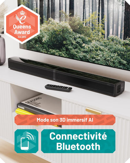 Barre De Son Home Cinema Sans Fil, Enceinte Pour Téléviseur SB80 | Barre De Son Avec Caisson De Basses Bluetooth 5.1 | HDMI Arc, Optique, AUX, USB Soundbar | Haut Parleurs TV | Support Mural