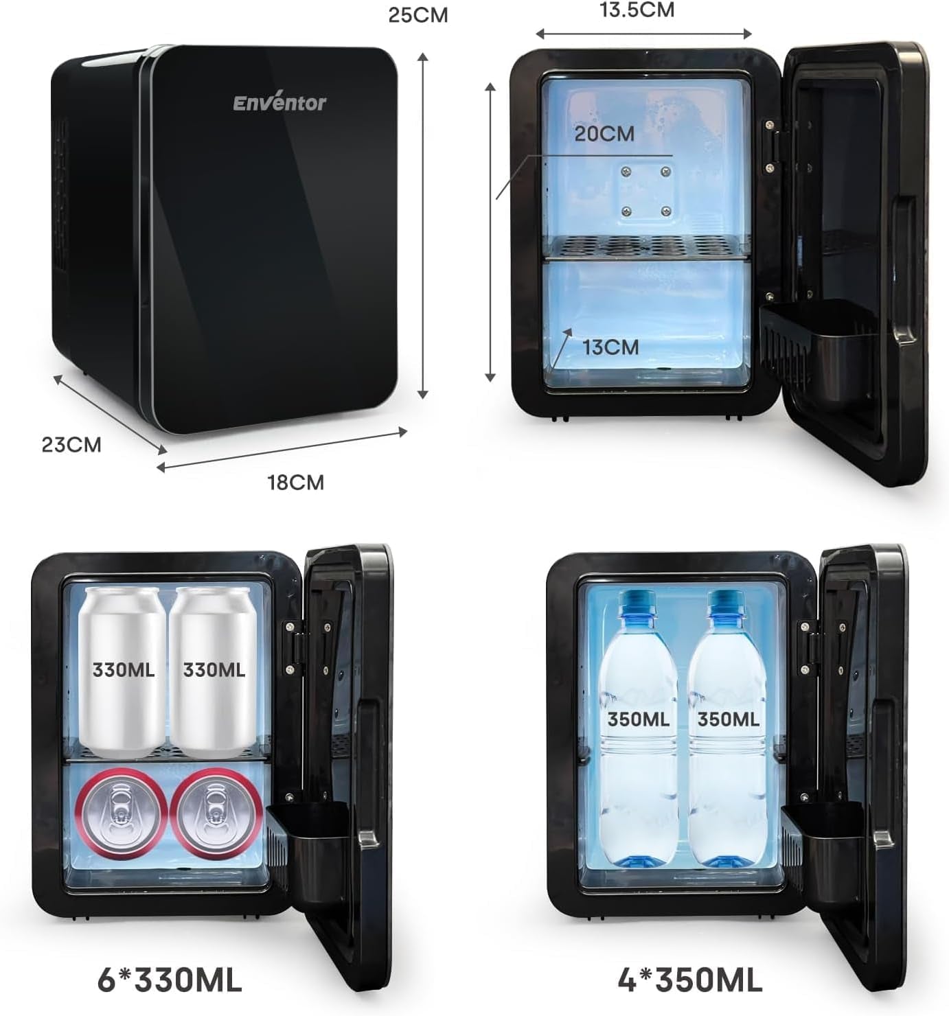 Mini Frigo 4 Litres, Petit Réfrigérateur Portable, 6 Canettes, Mini Réfrigérateurs Cosmétiques Pour Cooler and Warmer, Mini Petit Frigo Pour Chambre/Voiture/Voyage/Boissons/Fruits, Noir