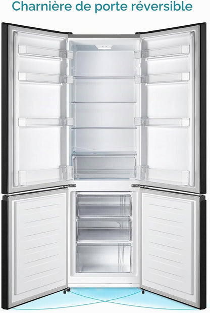Réfrigérateur-Congélateur 269 Litres, Volume De Refroidissement 198 L, Congélateur 71 L, Éclairage LED, Charnière De Porte De Réfrigérateur Interchangeable, Silencieux 39 Db, Grandes Boîtes