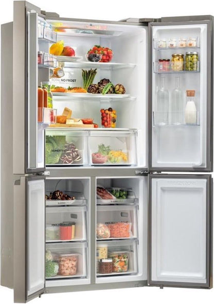 Cube 90 Serie 5 HTF-540DP7 Frigo Américain Autoportante 528 L F Platine, Acier Inoxydable