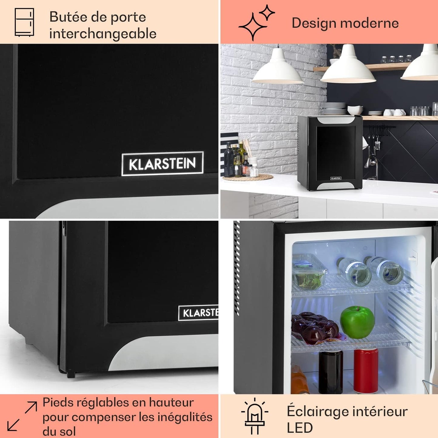 Mini Frigo De Chambre De 33L Pour Snacks Et Boissons, Top Silencieux, Petit Bar, Réfrigérateur Camping, Cosmetique, Avec Étagères Réglables, 5-15°C