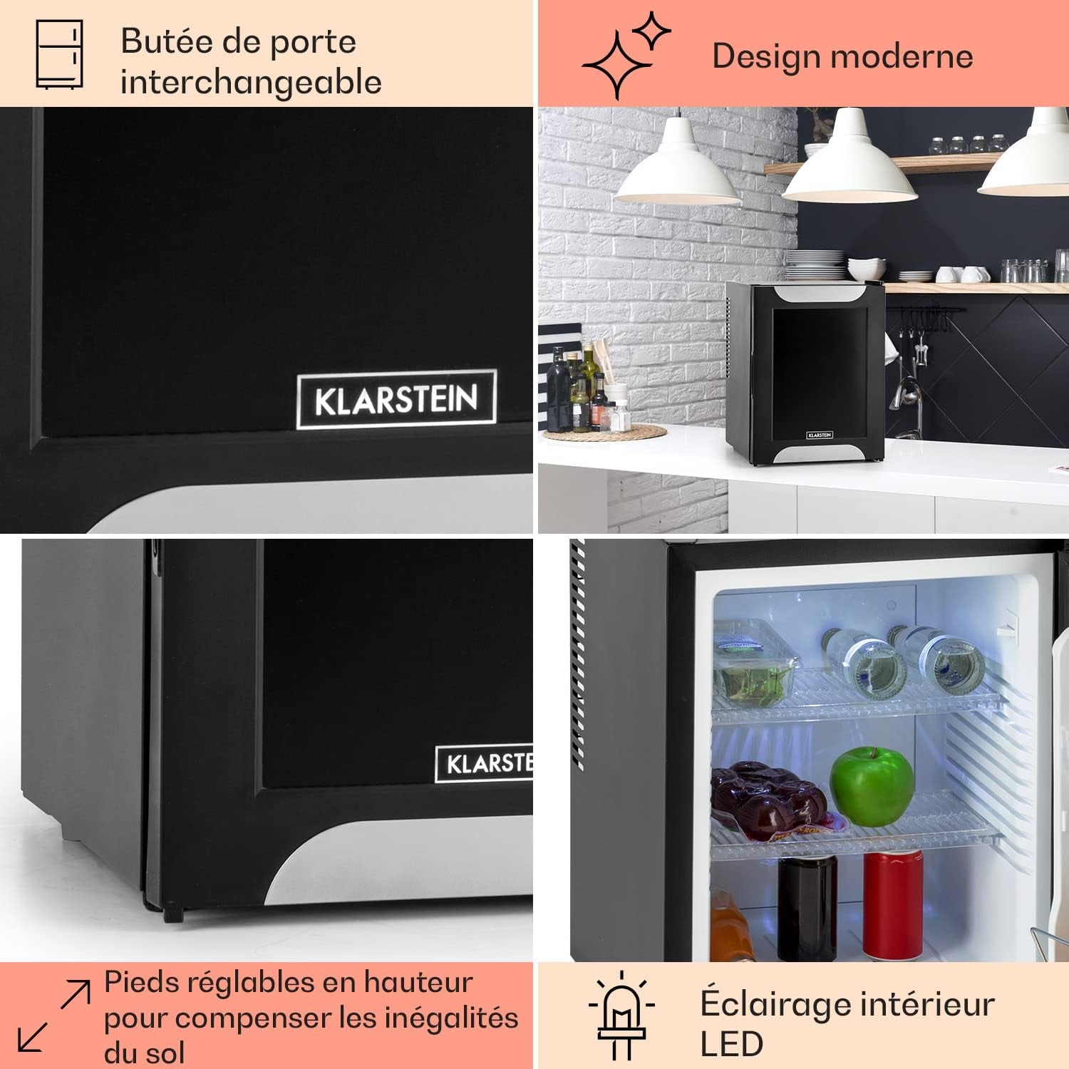 Mini Frigo De Chambre De 33L Pour Snacks Et Boissons, Top Silencieux, Petit Bar, Réfrigérateur Camping, Cosmetique, Avec Étagères Réglables, 5-15°C