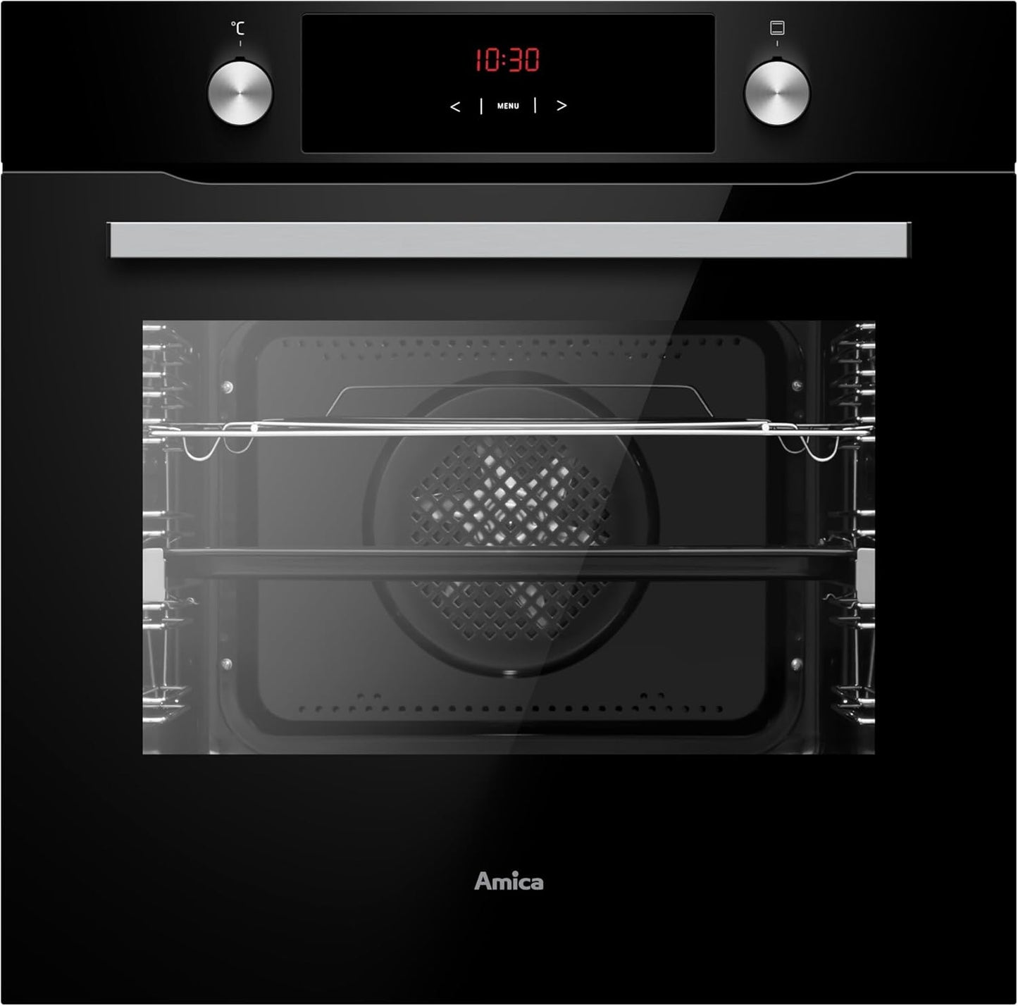 Amica EBX 943 610 SM EEK: a Einbau-Backofen, 77 L, Steamclean, Umluft, 9 Backofenfunktionen, Cooldoor3, Teleskopauszug, Matt-Schwarz