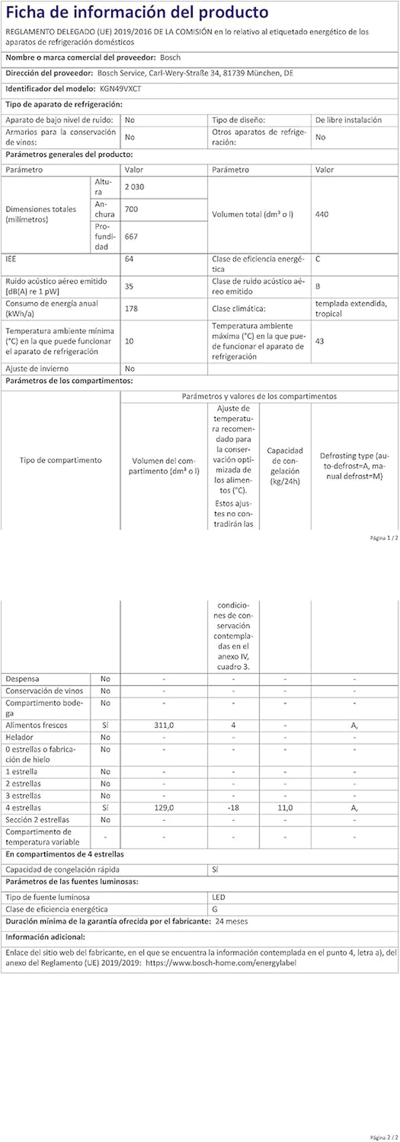 Réfrigérateur Série 4 C Inox, 440 L, Acier Inoxydable