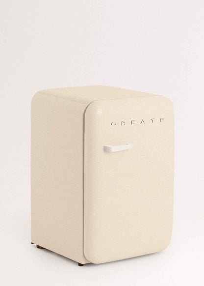 / RÉTRO FRIGO 83.5 Argent/Réfrigérateur Blanc Cassé Avec Poignée Blanc Cassé / 98W, Basse Consommation, 2 Étagères, Régulateur De Température, Porte-Bouteilles, 56X54X84Cm.