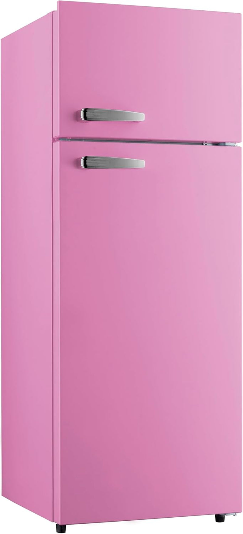 PKM GK210-2 SP Stand Retro Kühl-Gefriekombination, 54 Cm Breit, 206 L, Regelbares Thermostat, LED Beleuchtung, Pink