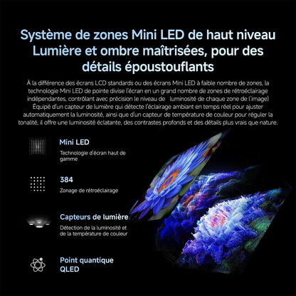 XIAOMI TV S Mini LED 65"(165 Cm), QLED Mini LED Télévision, 4K UHD, Smart TV Avec Google TV, HDR10+, Triple Tuner, DVB T2, 60Hz Avec 120Hz Game Boost Mode, MEMC, Dolby Audio, Airplay 2