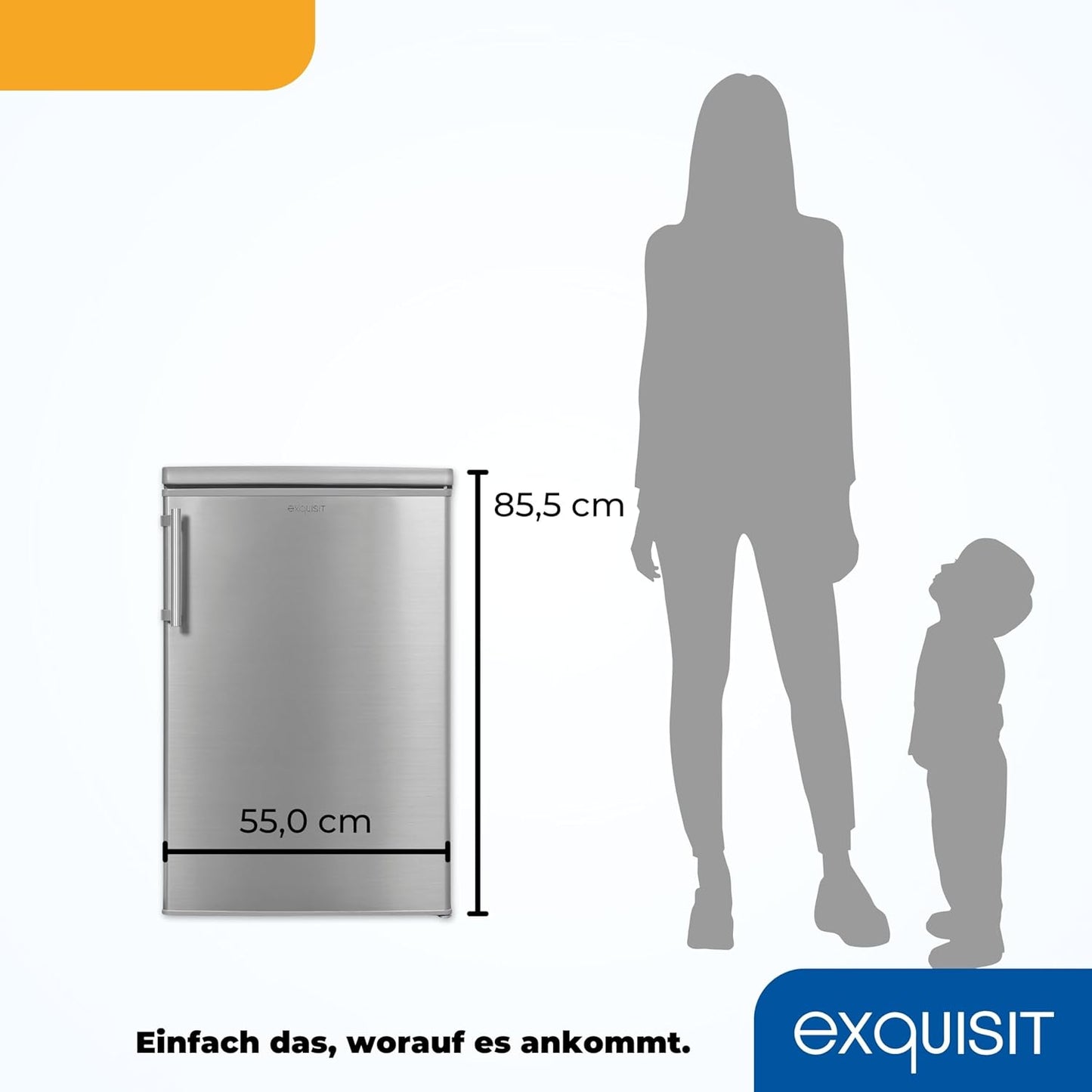 Exquisit Réfrigérateur KS16-V-H-040E Inoxlook | Meuble Sur Pied | Volume 127 L | Inoxlook | Étagères En Verre Et Compartiment À Légumes | Éclairage | Étagères De Porte | Butée De Porte Interchangeable