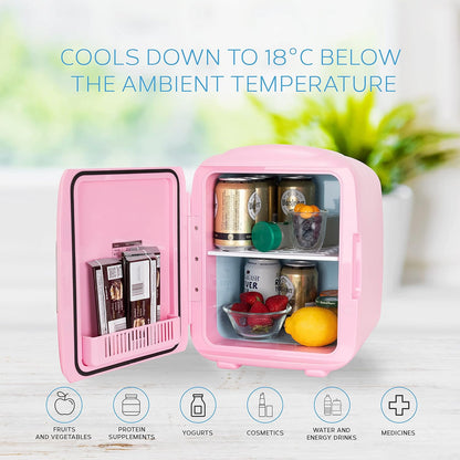 MONCOOK Mini Réfrigérateur - Mini Réfrigérateurs Portables Pour Les Soins De La Peau, La Médecine, La Nourriture Et Les Boissons - Fonction De Refroidissement Et De Réchauffement - 14L - Mono Rose