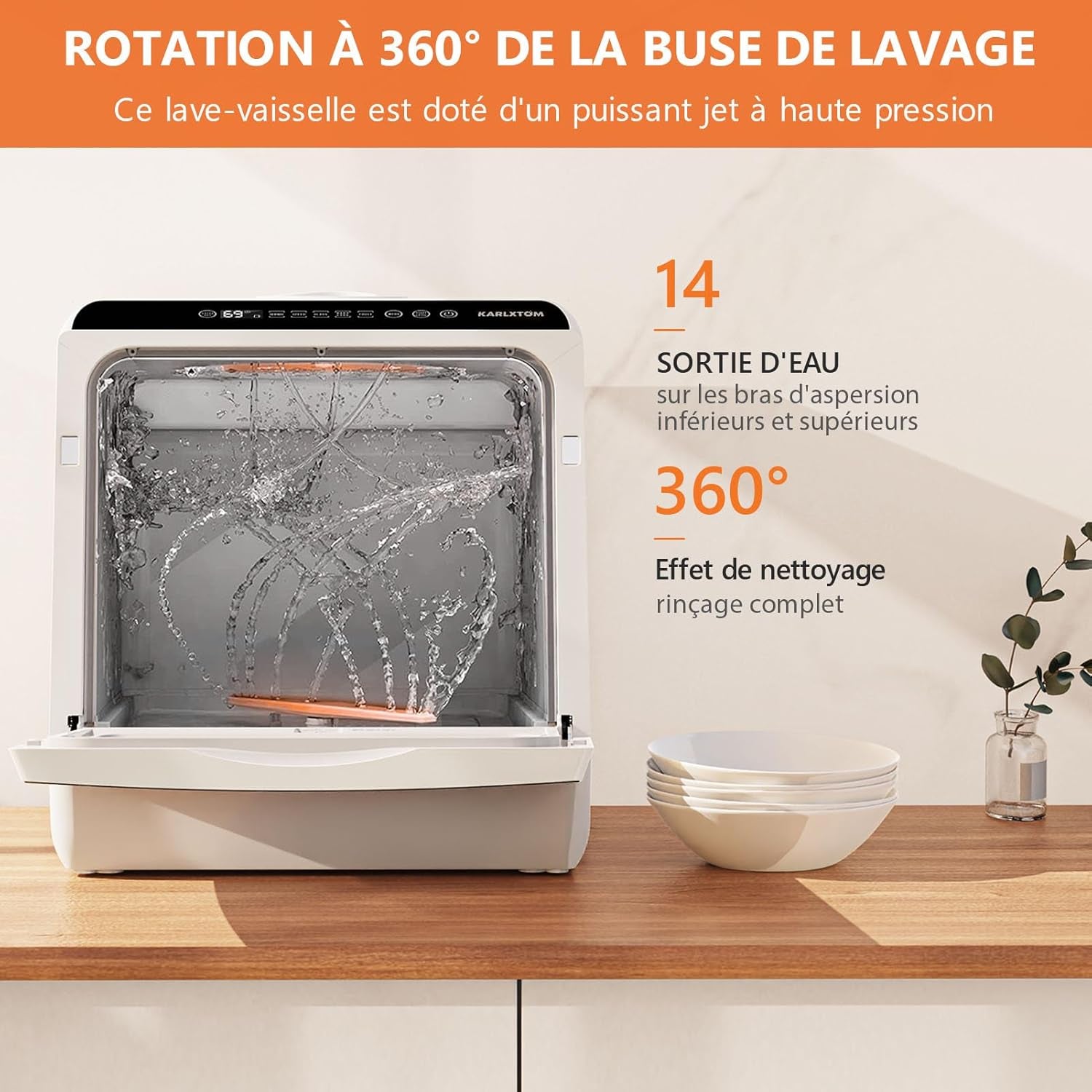Lave-Vaisselle De Table, Mini Lave-Vaisselle Avec Comman Destactiles À LED, 45CM, 6 Programmes, Lavage Des Fruits, Soins Pour Bébés