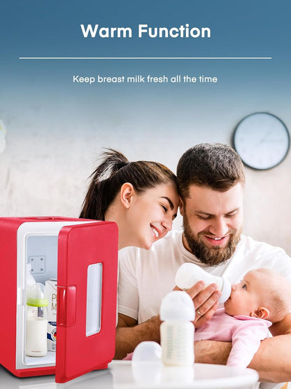 Mini Frigo De Chambre 15L/21 Canettes, Petit Frigo Portable 240V/12V, Mode Silencieux, Fonction Chaud/Froid, Frigo Cosmetique
