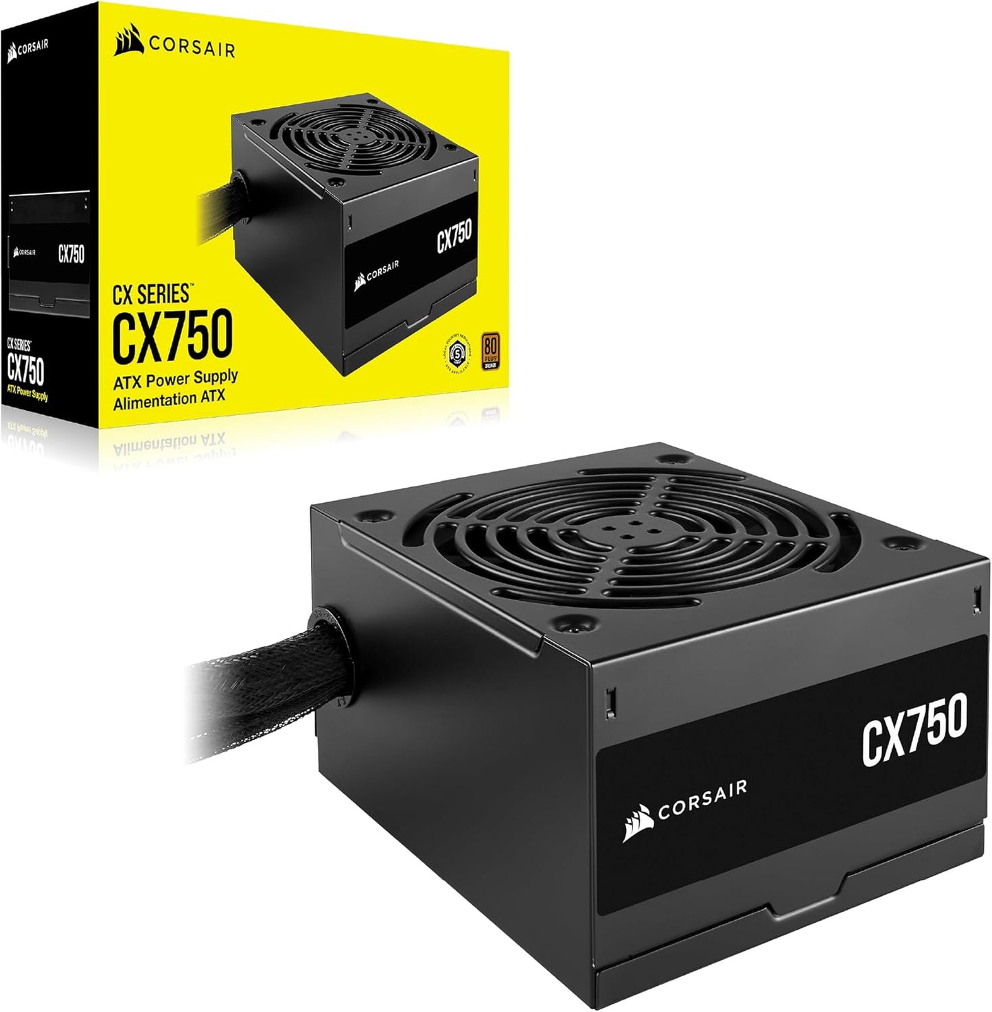 CX750 ATX 750W Alimentation - Certifiée 80 plus Bronze - Faible Bruit - Câbles Gainés - Non Modulaire - EU - Noir
